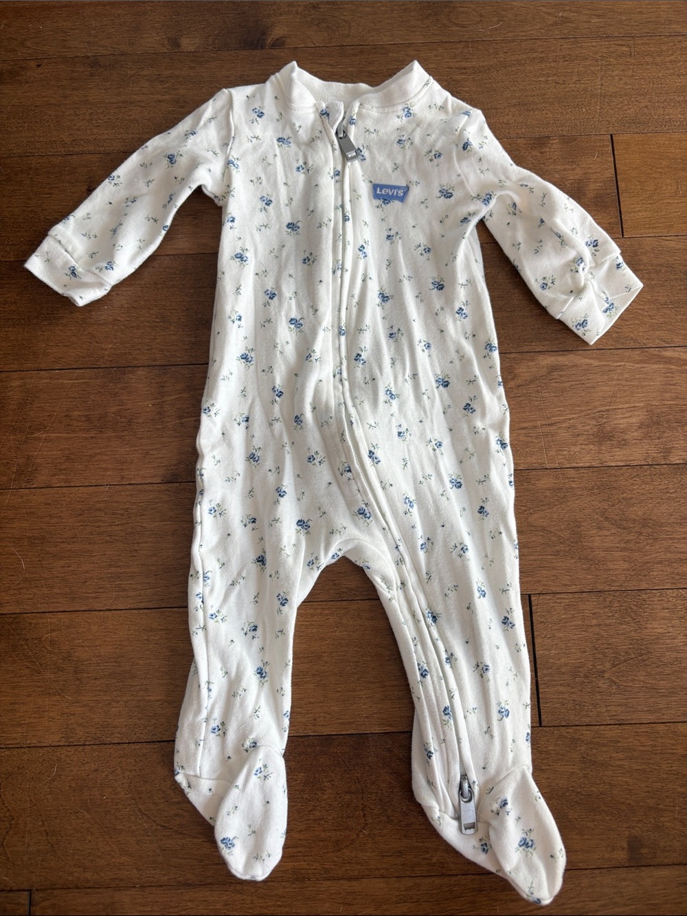 Levi's White Footed One-Piece with Blue Floral Print